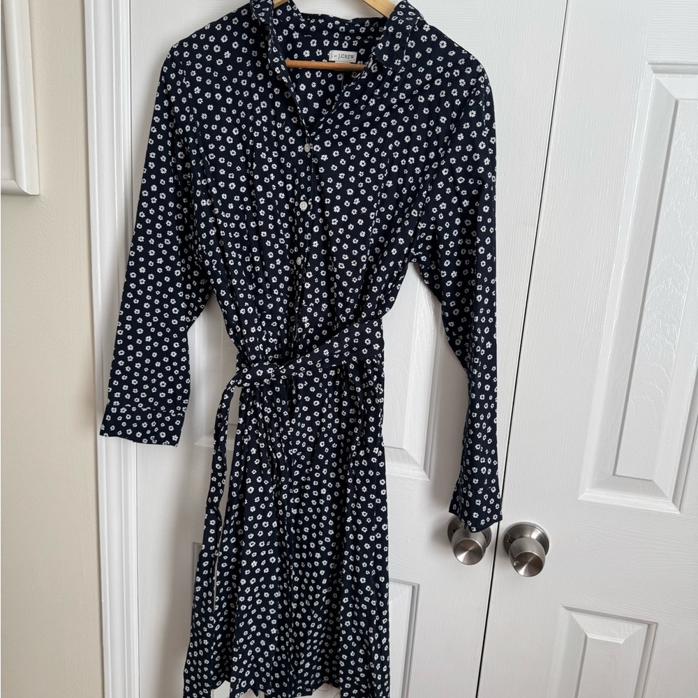 J. Crew Navy and White Long Sleeve Dress Preppy